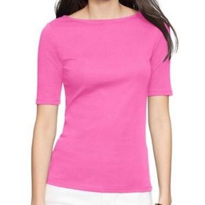 NWT Lauren Ralph Lauren pink boat neck top